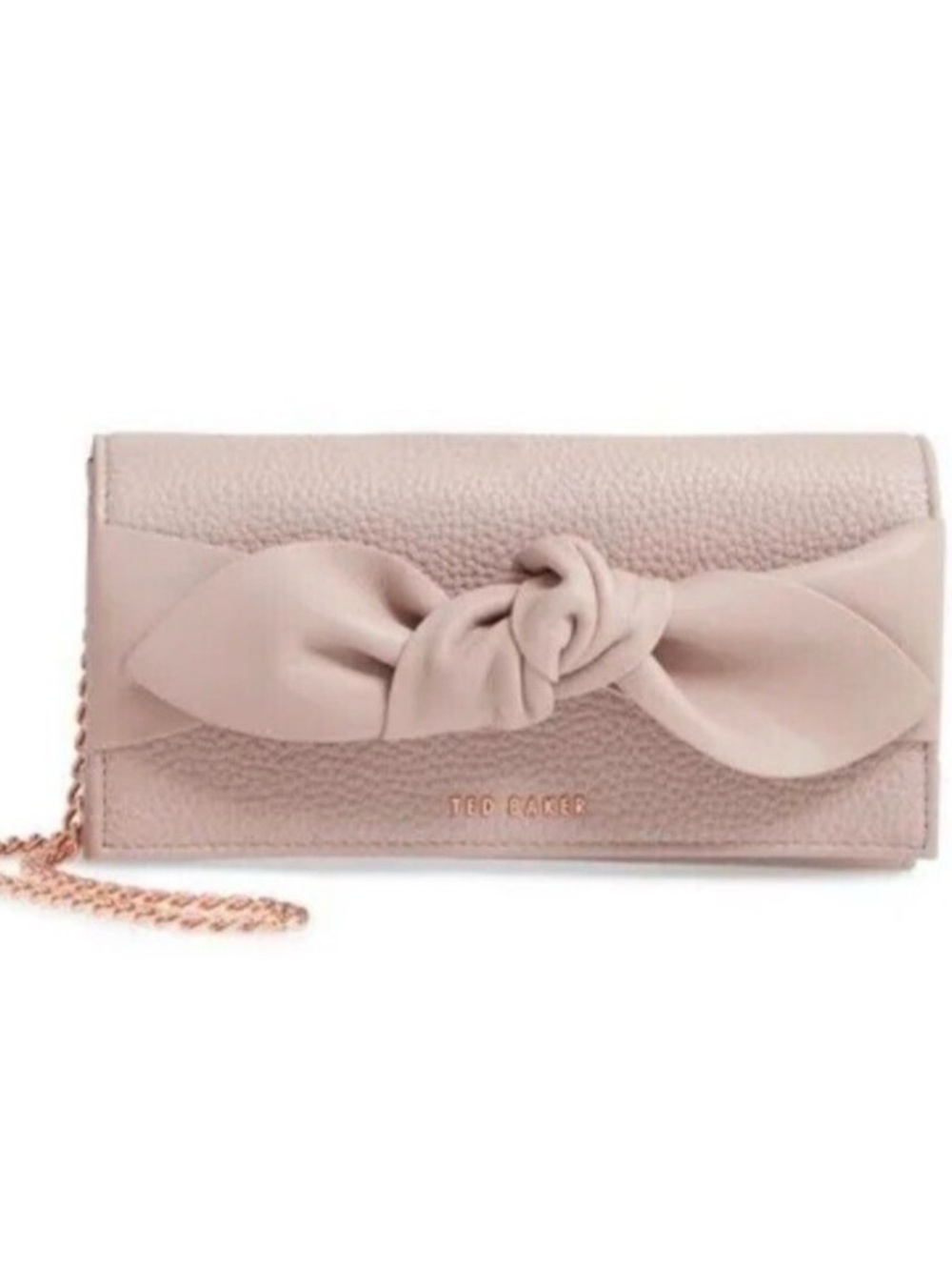 NWOT Ted Baker-CIMMY- Knotted Crossbody Matinee Leather Wallet-Pink